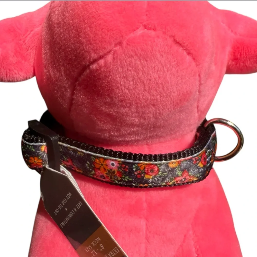 Floral Satin Adjustable XS - Small Dog Puppy Collar, Chihuahua Terrier Dachshund